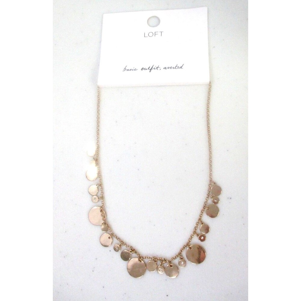 Ann Taylor LOFT Womene's Disc Crystal Necklace NWT 34.50
